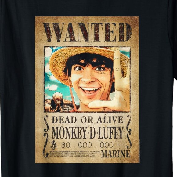 One Piece Live Action Monkey D. Luffy Wanted Unisex T Shirt 170 - Picture 2 of 5